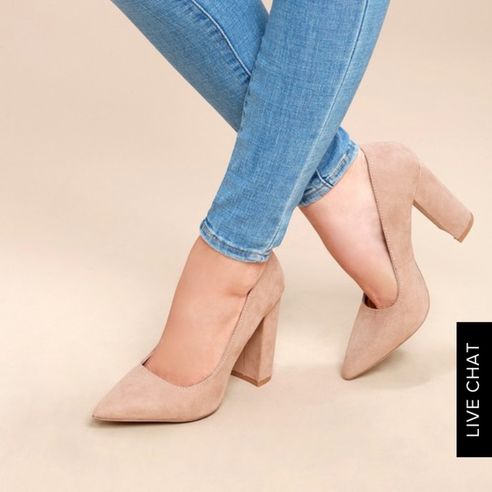 Lulus ridley warm taupe suede pumps